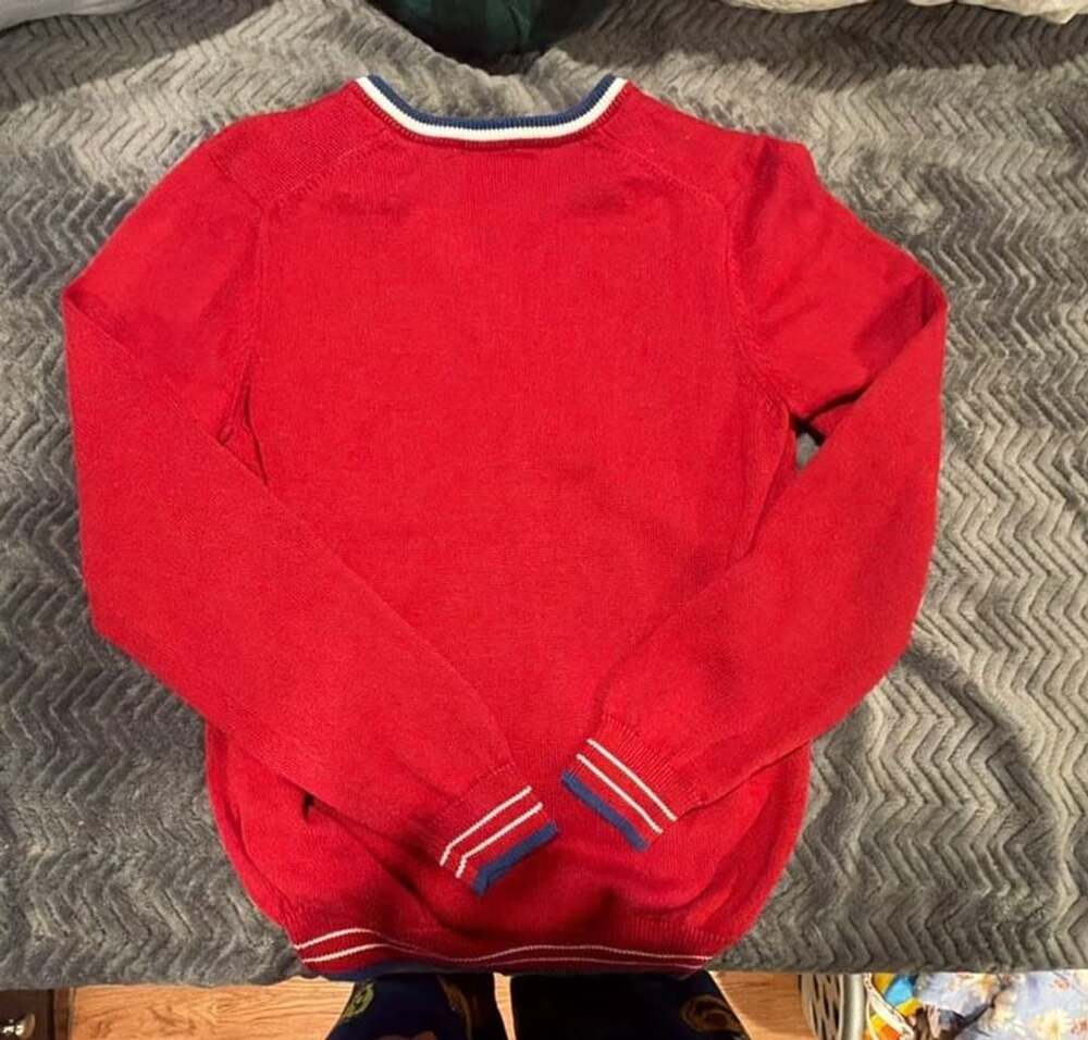 Brooks Brothers V-Neck Sweater Size S Red Supima Cotton Striped